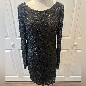 Aidan Mattox Black Sequin Dress Size 8